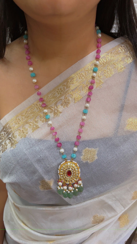 22K Gold Hallmarked Diamond Polki Multi Necklace Jewelry