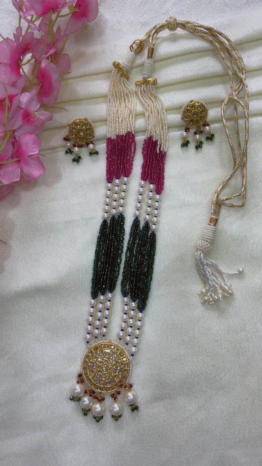 22K Gold Hallmarked Diamond Polki Multi Necklace Jewelry