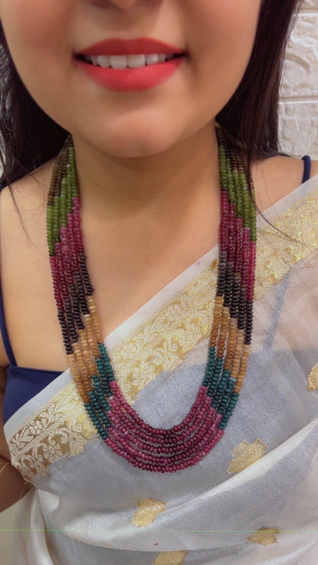 Natural Multi Quartz Gemstone Beads Necklace Jewelry