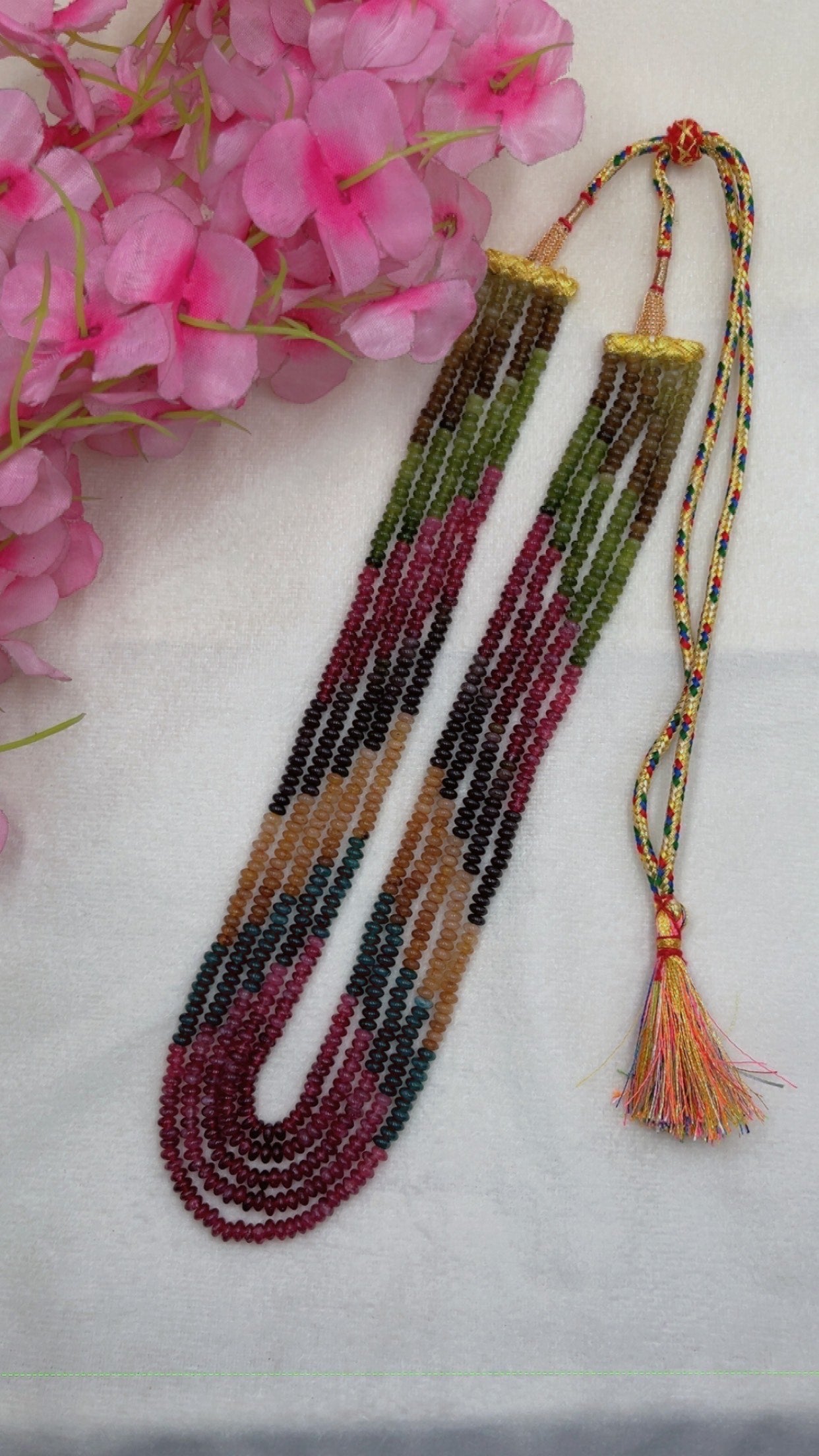Natural Multi Quartz Gemstone Beads Necklace Jewelry