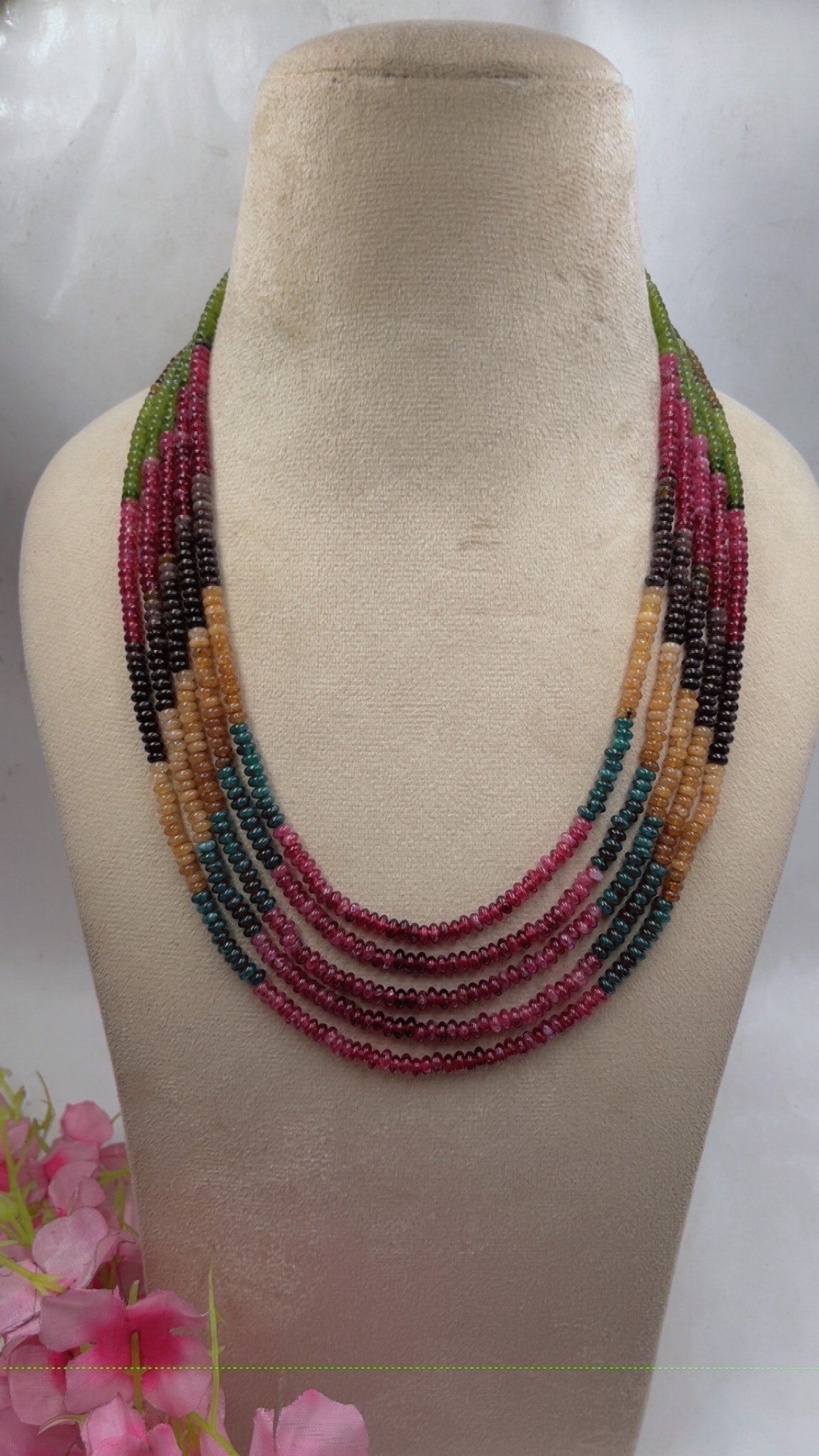 Natural Multi Quartz Gemstone Beads Necklace Jewelry