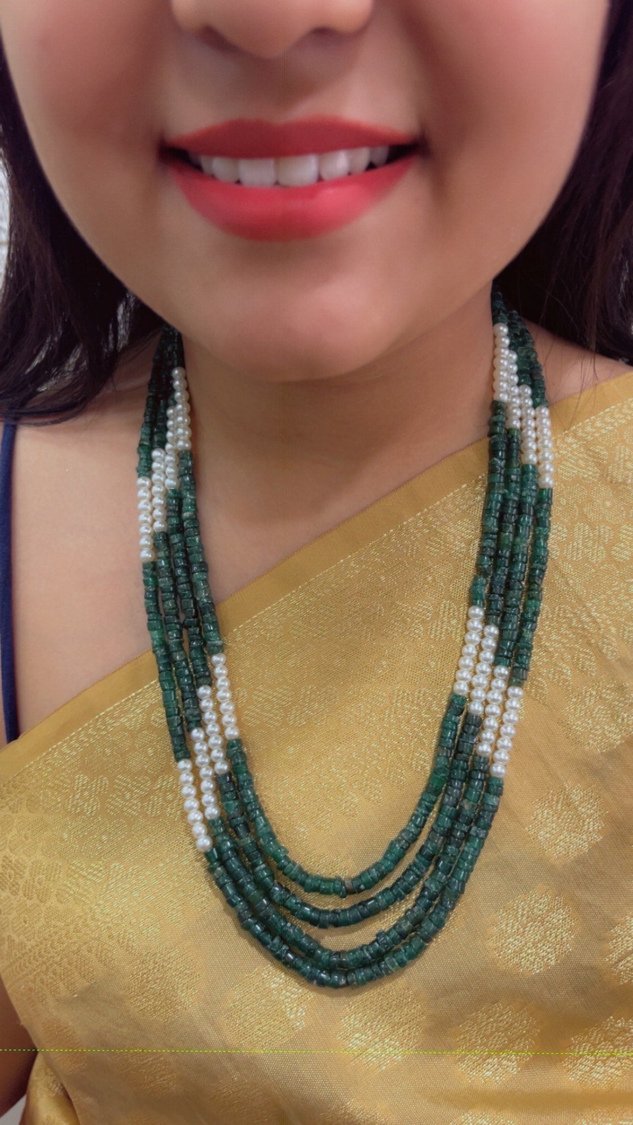 Natural Green Aventurine Quartz & Pearl Gemstone Beads Necklace Jewelry