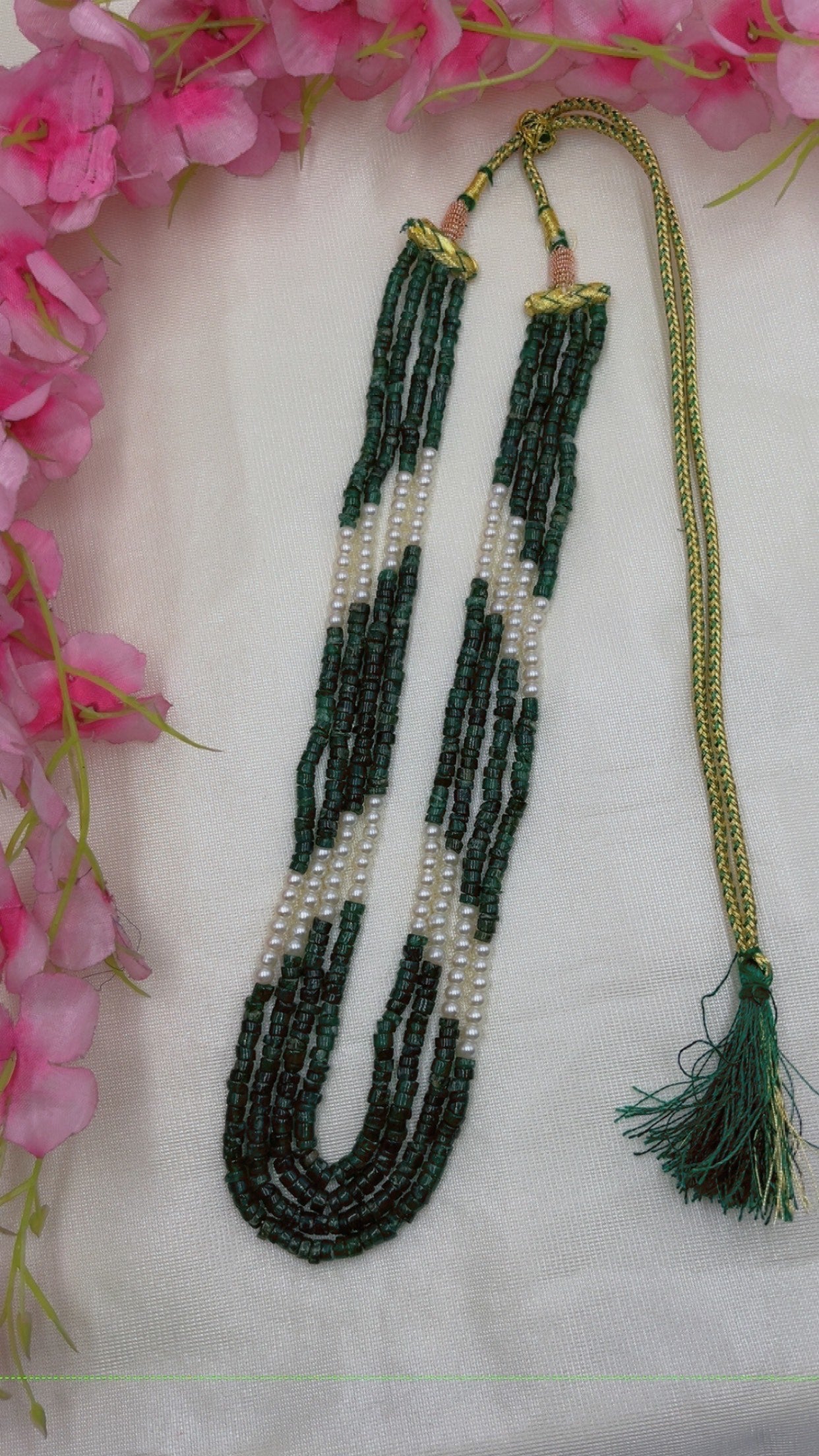 Natural Green Aventurine Quartz & Pearl Gemstone Beads Necklace Jewelry