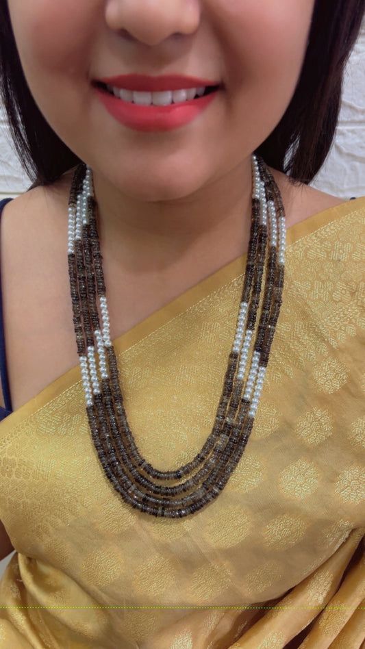 Natural Smoky Quartz Gemstone Beads Necklace Jewelry