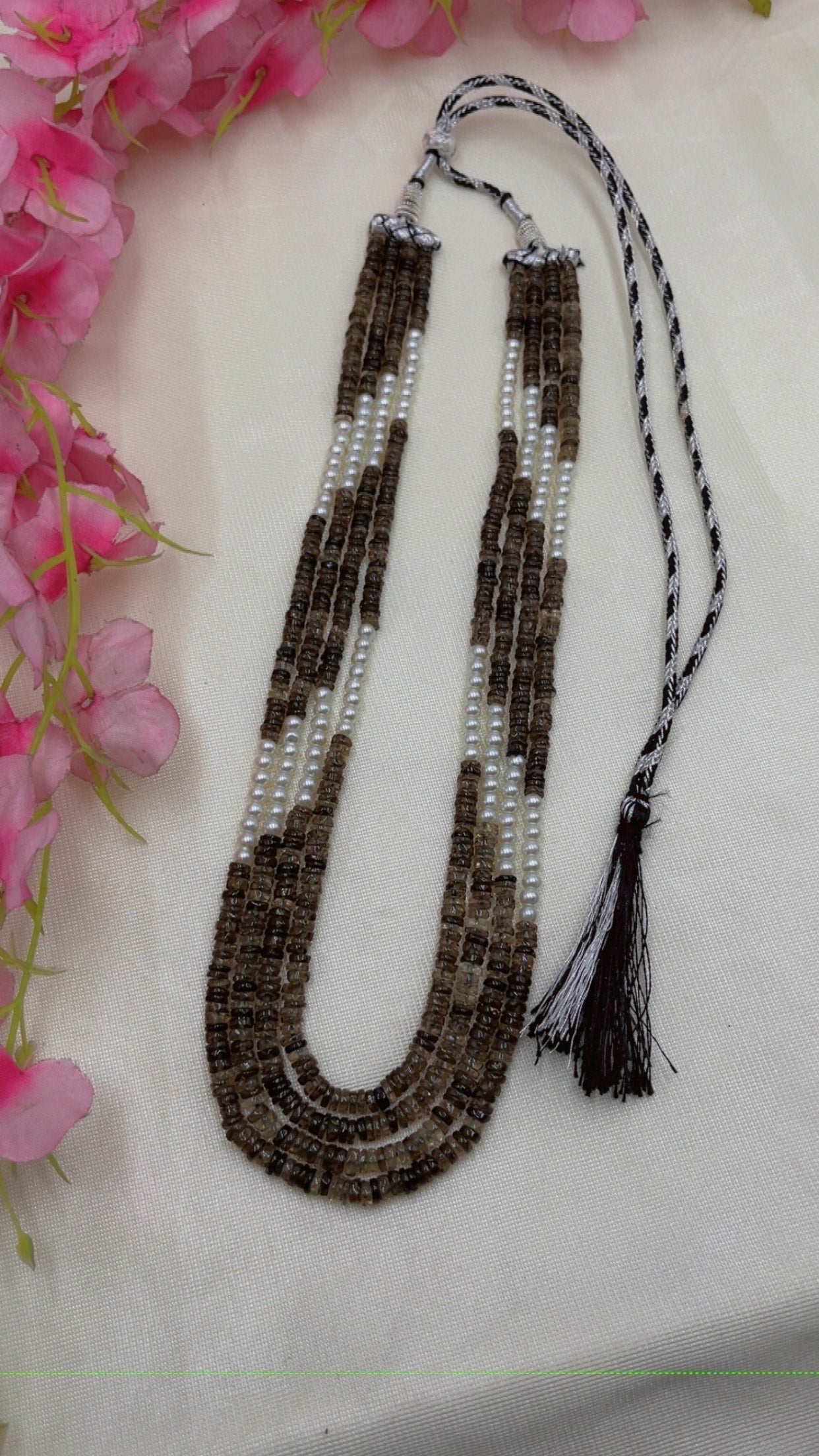 Natural Smoky Quartz Gemstone Beads Necklace Jewelry