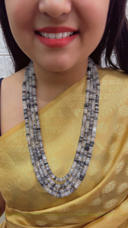 Natural Black Rutile Gemstone Beads Necklace Jewelry