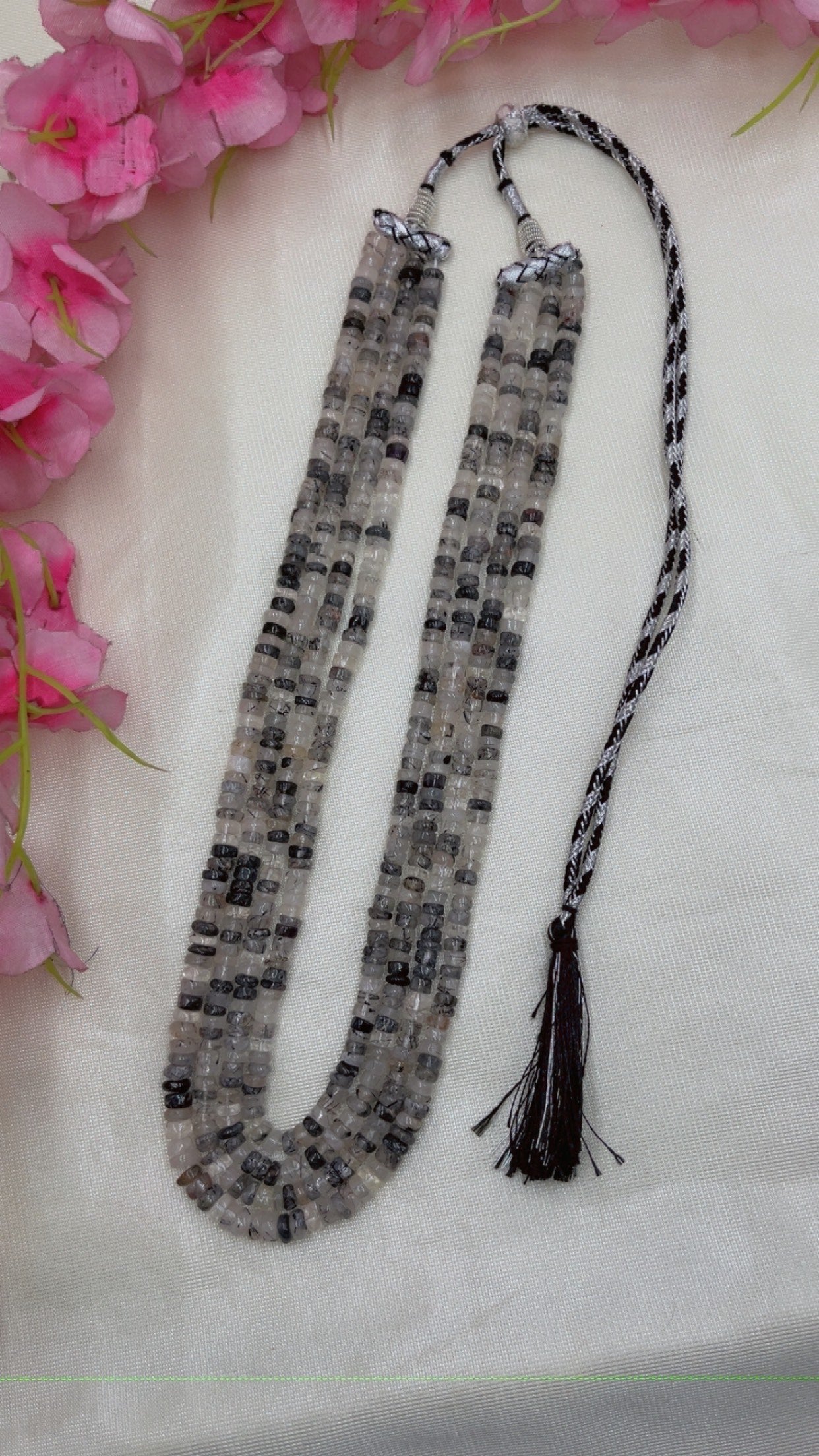 Natural Black Rutile Gemstone Beads Necklace Jewelry