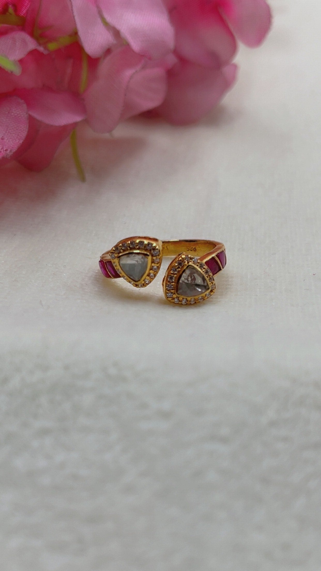 Designer 925 Silver Red Adjustable Ring