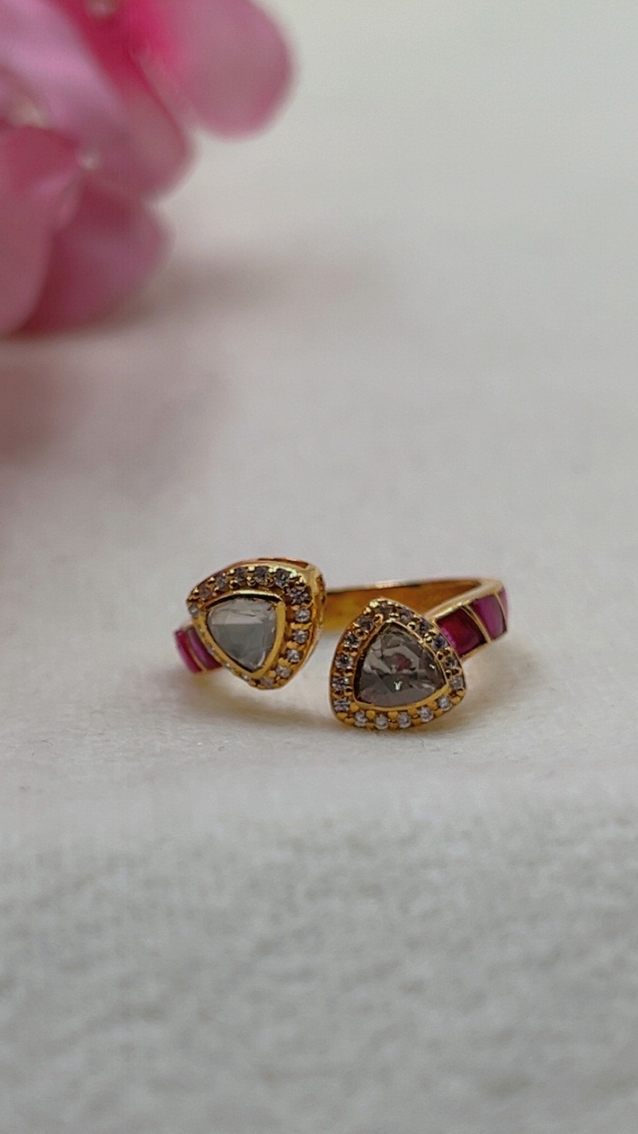 Designer 925 Silver Red Adjustable Ring
