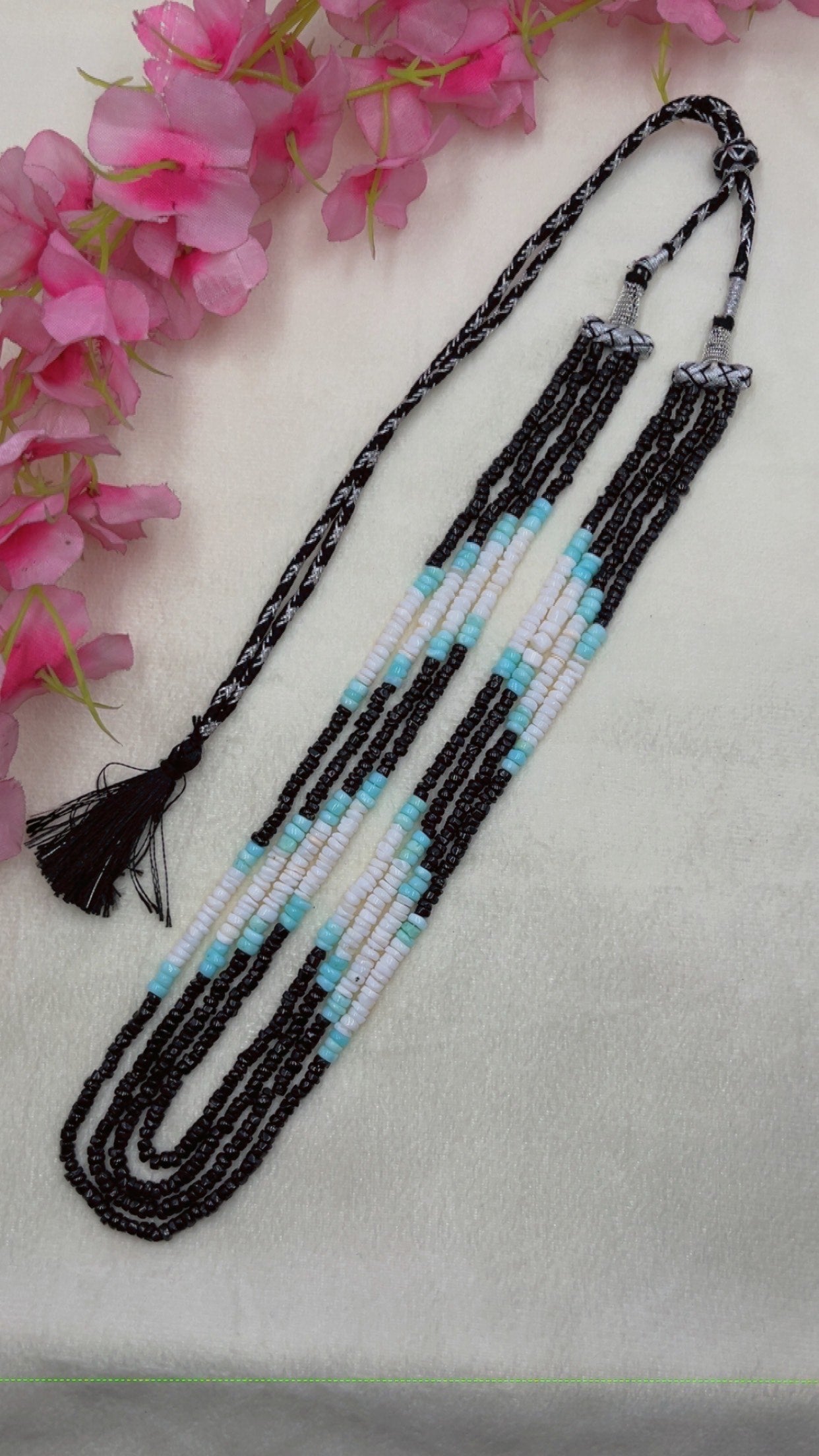 Natural Multi Gemstone Opal & Black Spinel Gemstone Beads Necklace Jewelry