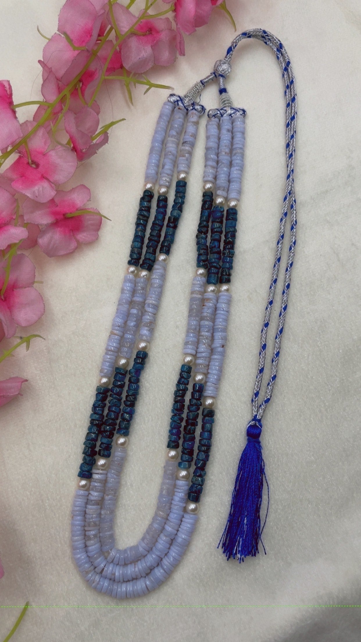 Natural Opal & Neon Apatite Gemstone Beads Necklace Jewelry