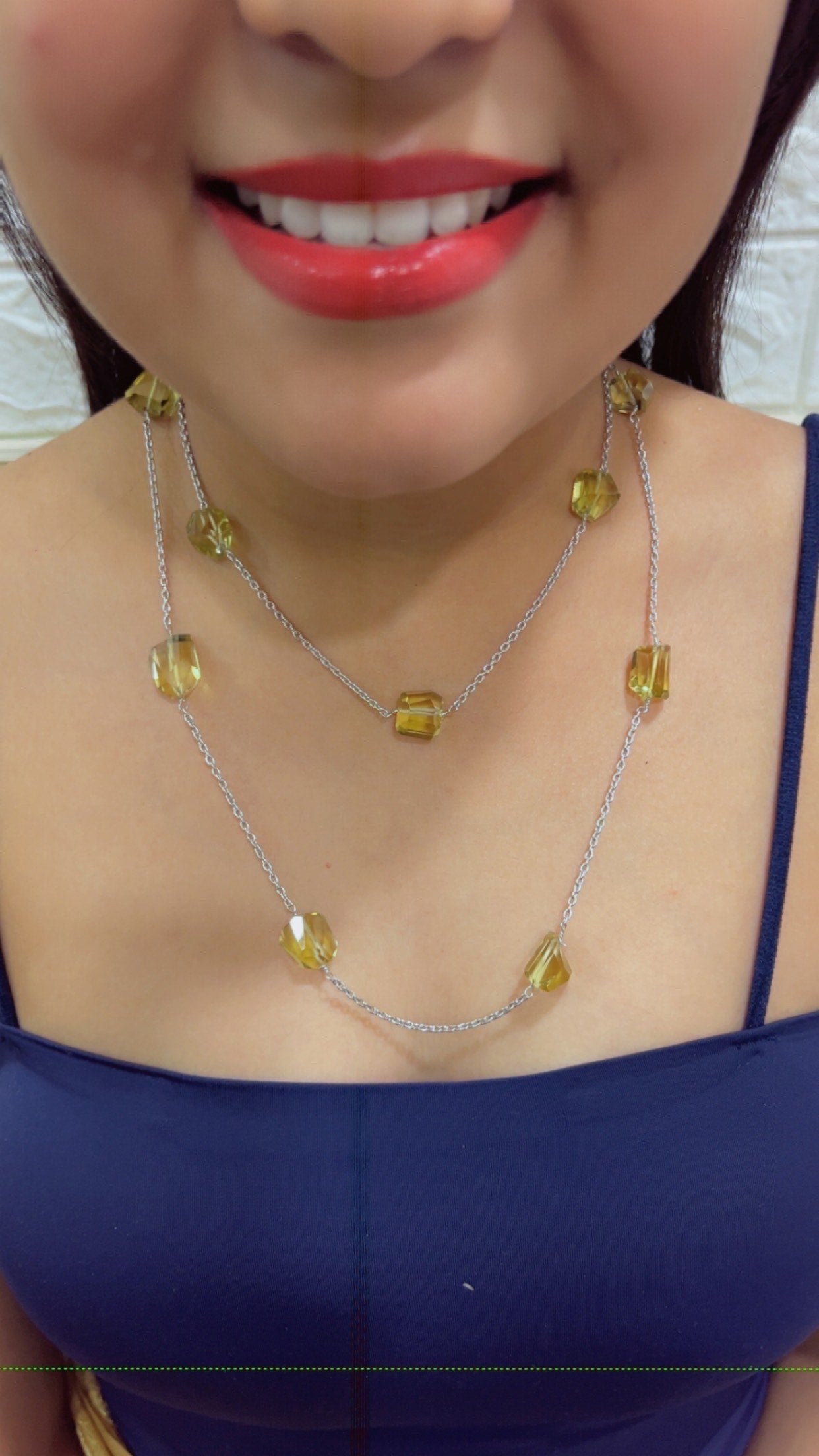 Designer 925 Silver Lemon Quartz Chain Necklace Jewelry