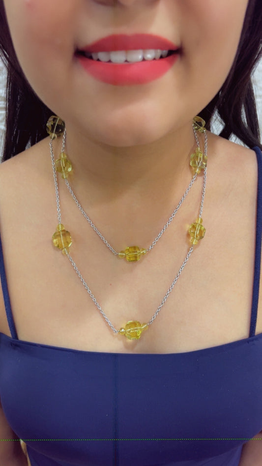 Designer 925 Silver Lemon Quartz Chain Necklace Jewelry