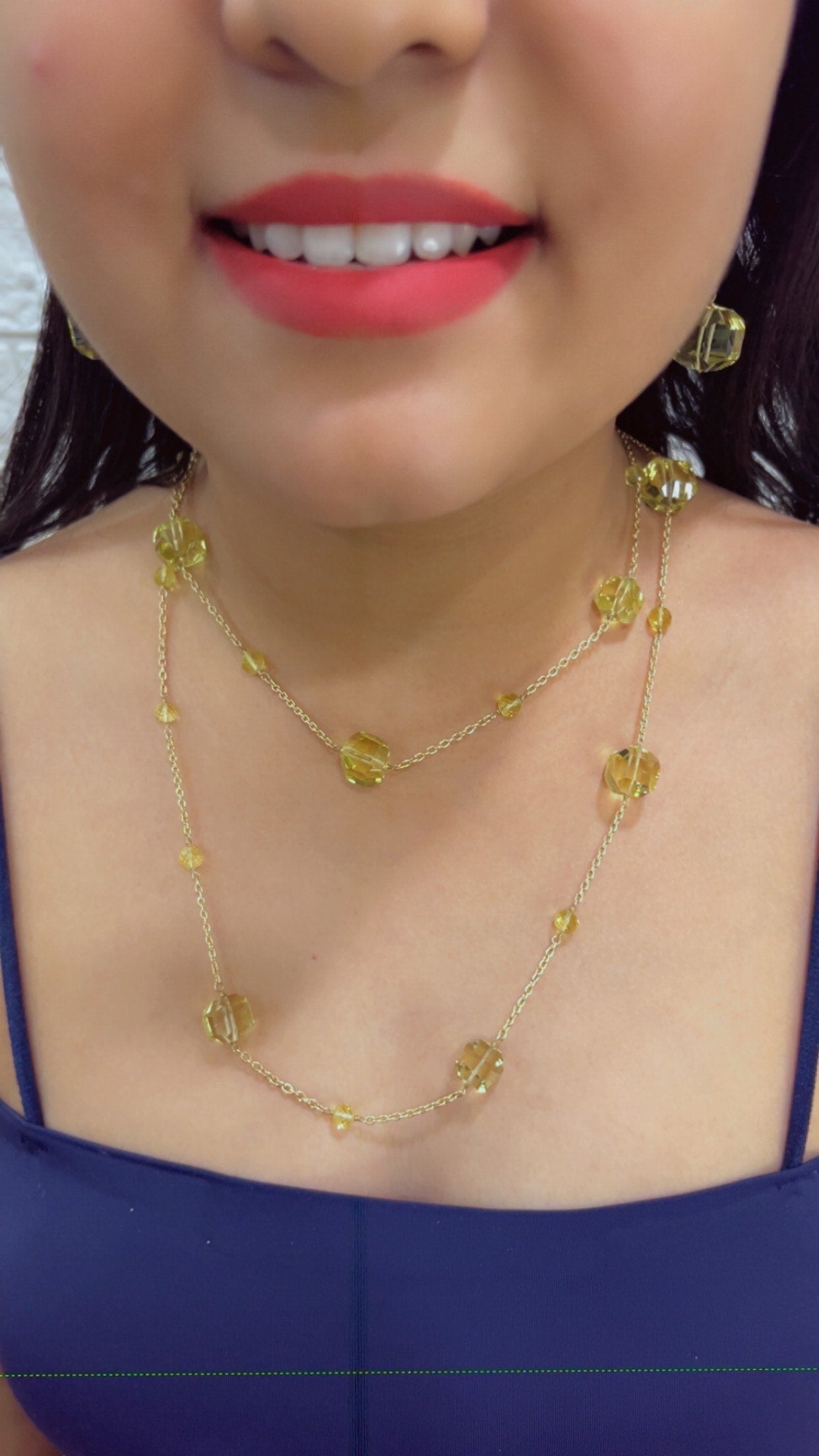 Designer 925 Silver Lemon Quartz Chain Necklace Jewelry
