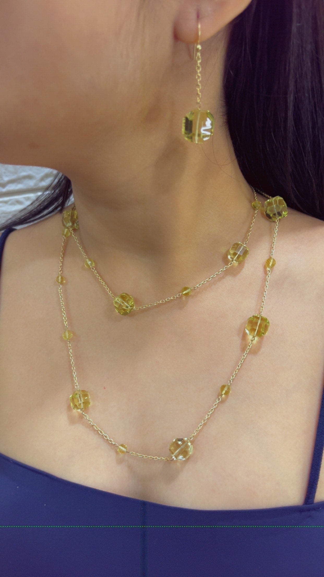 Designer 925 Silver Lemon Quartz Chain Necklace Jewelry
