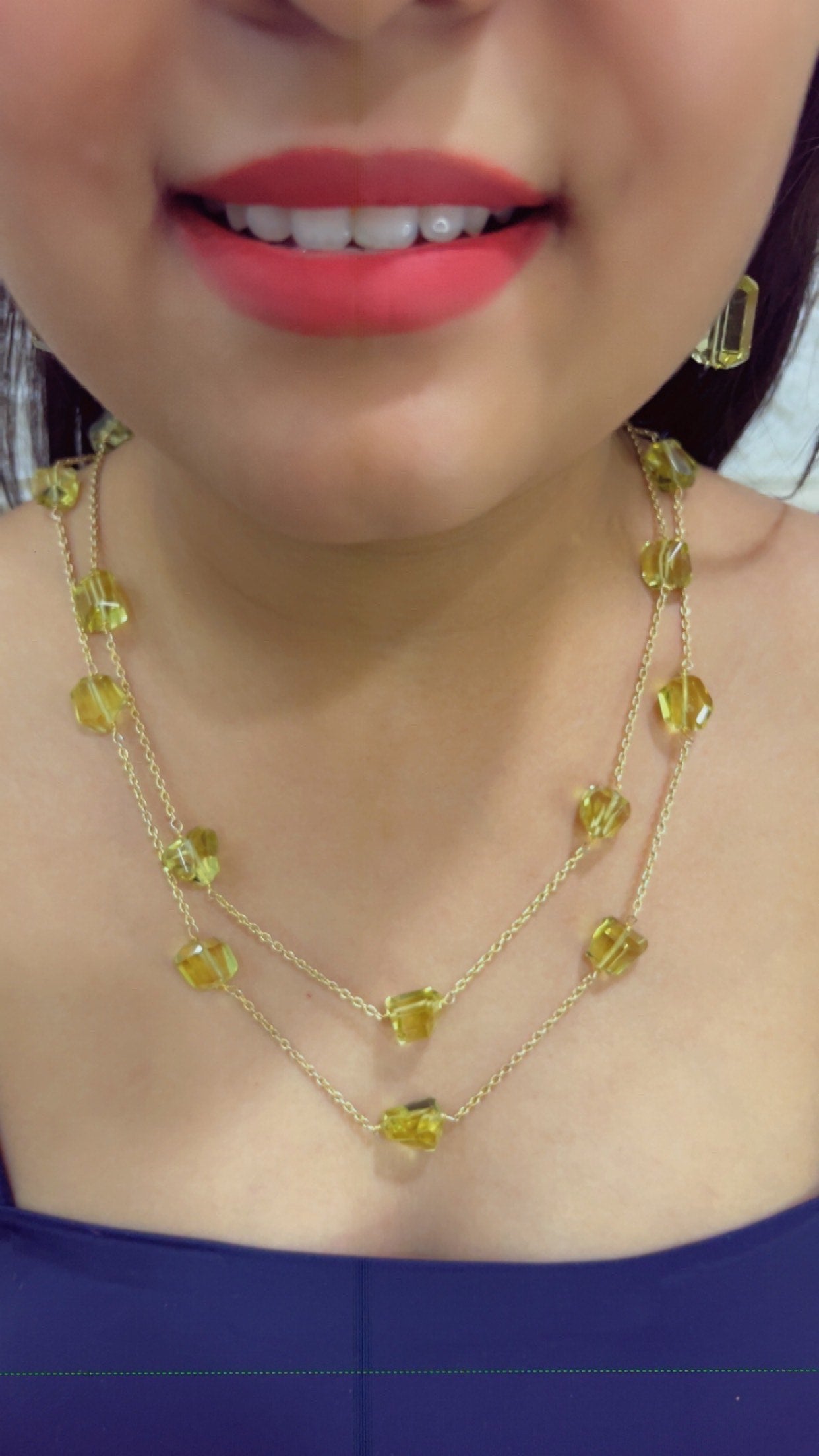 Designer 925 Silver Lemon Quartz Chain Necklace Jewelry