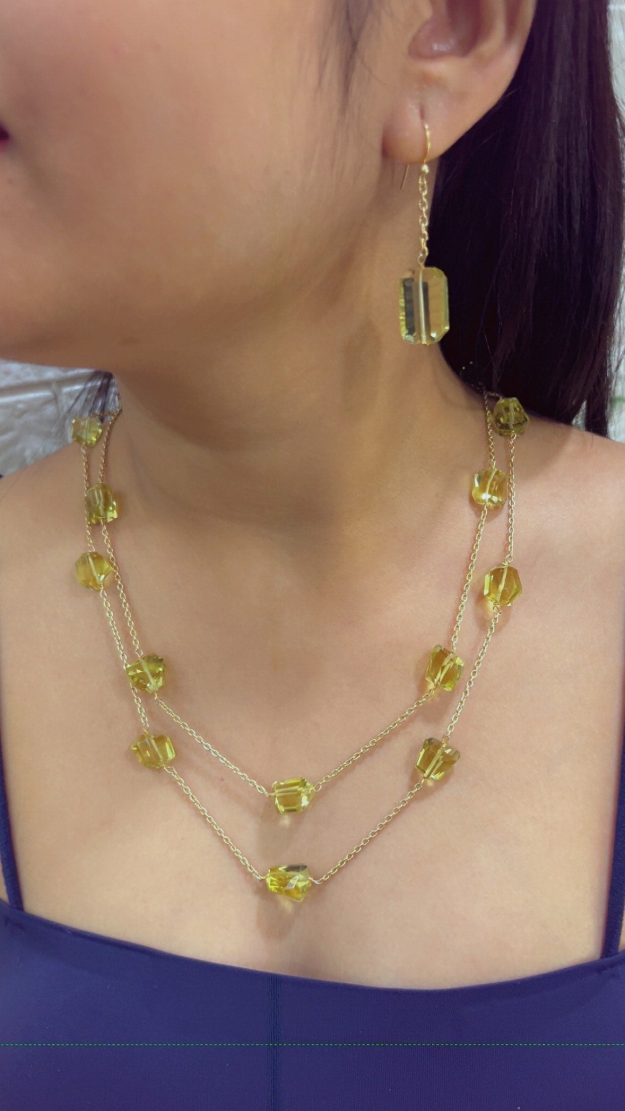 Designer 925 Silver Lemon Quartz Chain Necklace Jewelry