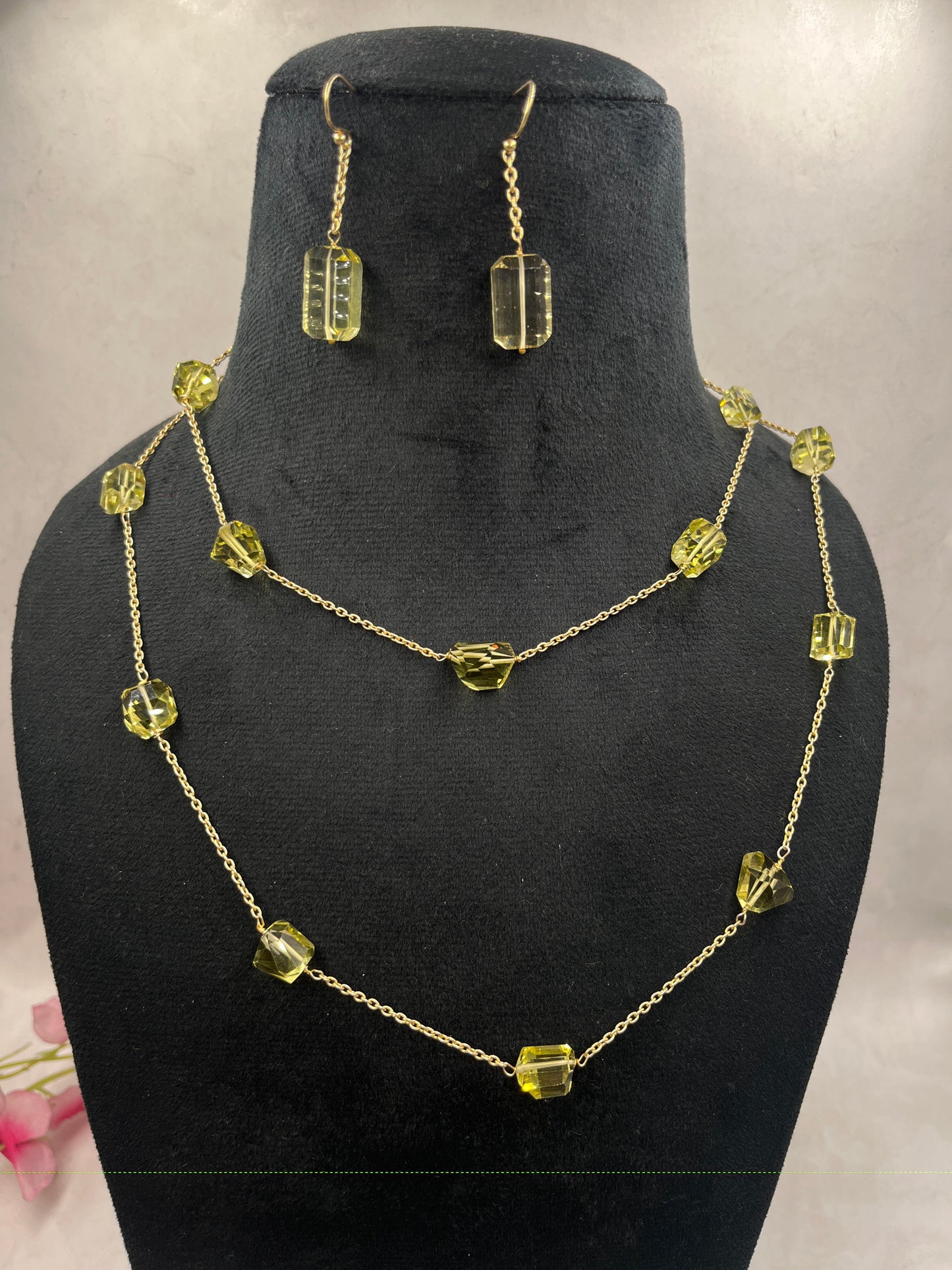 Designer 925 Silver Lemon Quartz Chain Necklace Jewelry