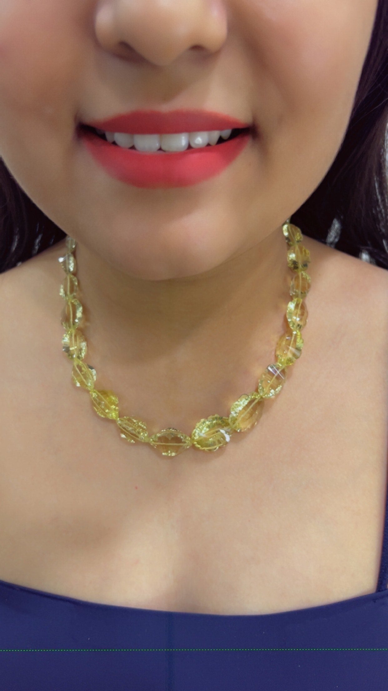 Natural Lemon Quartz Fancy Gemstone Beads Necklace Jewelry