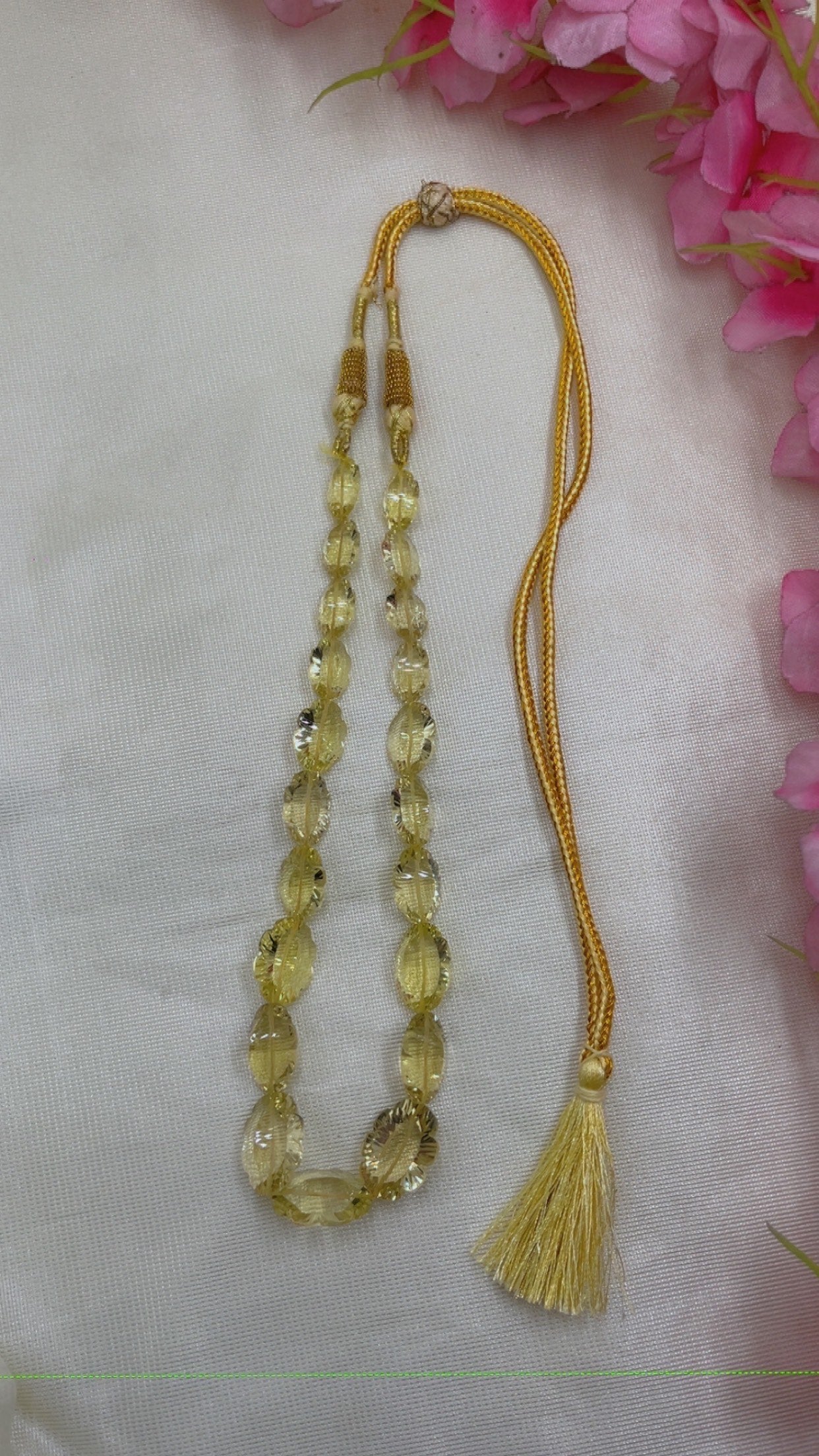 Natural Lemon Quartz Fancy Gemstone Beads Necklace Jewelry