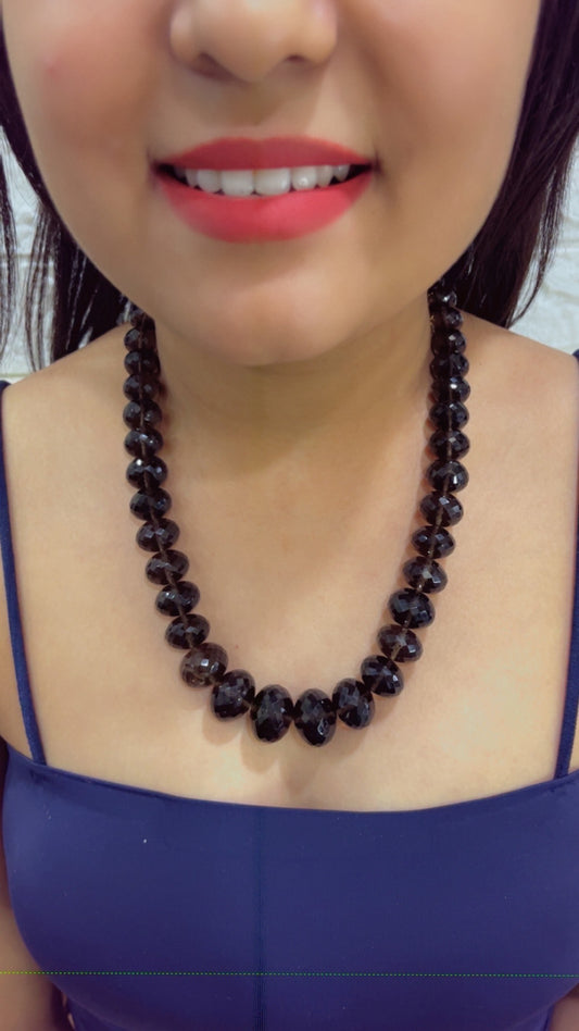 Natural Smoky Quartz Gemstone Beads Necklace Jewelry