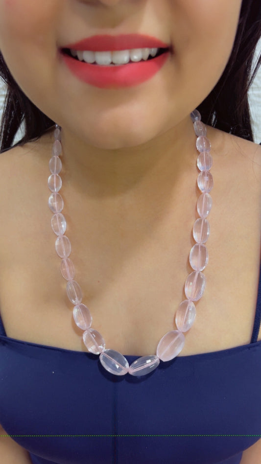 Natural Rose Quartz Gemstone Beads Necklace Jewelry