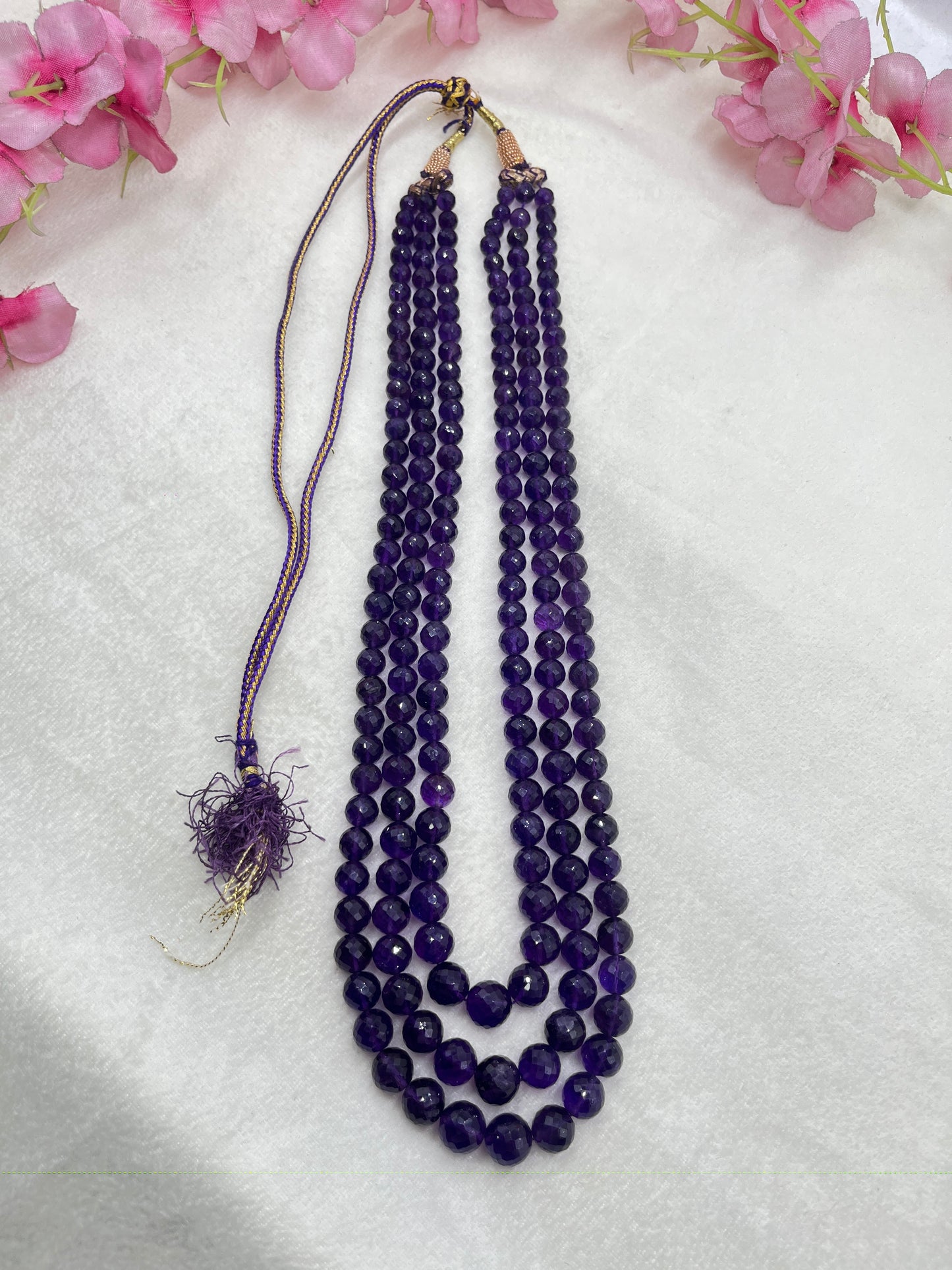 Natural Amethyst Gemstone Beads Necklace Jewelry