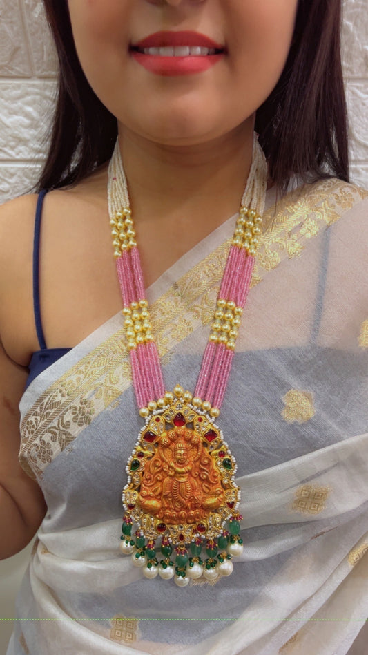 22K Gold Hallmarked Diamond Polki Krishna ji Necklace Jewelry