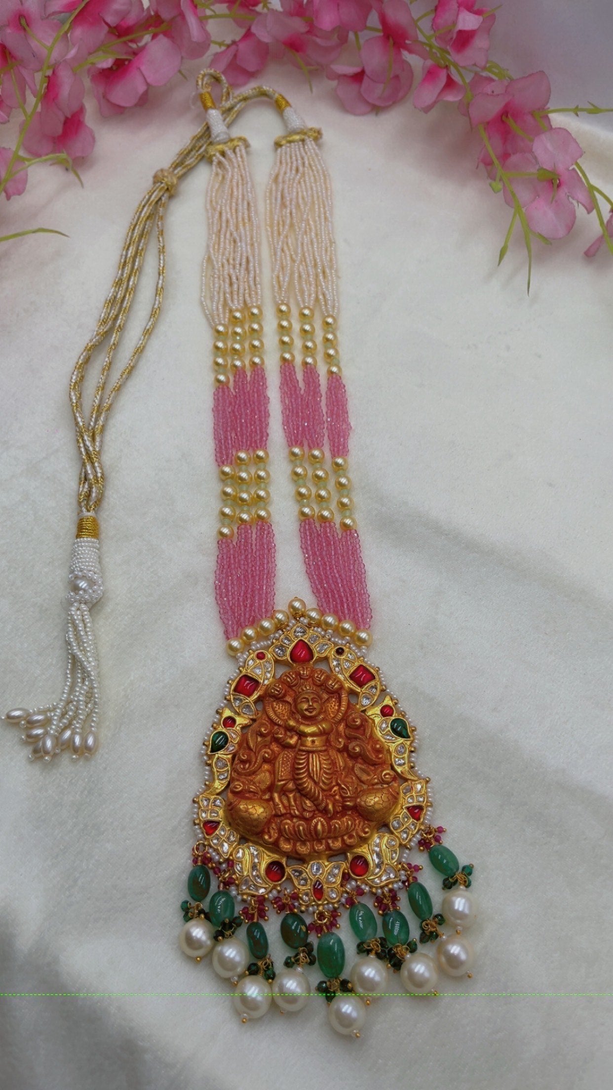 22K Gold Hallmarked Diamond Polki Krishna ji Necklace Jewelry