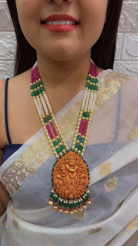 22K Gold Hallmarked Diamond Polki Multi Krishna ji Necklace Jewelry