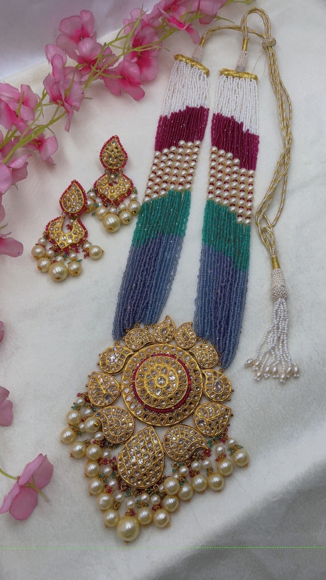 22K Gold Hallmarked Diamond Polki Necklace Jewelry