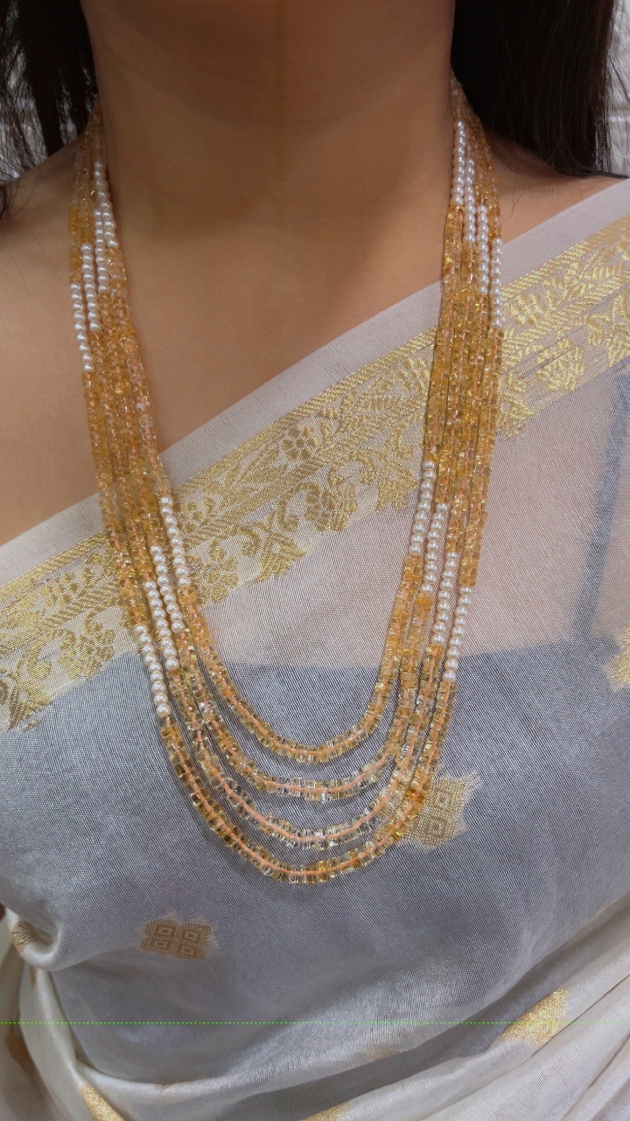 Natural Citrine & Pearl Gemstone Beads Necklace Jewelry