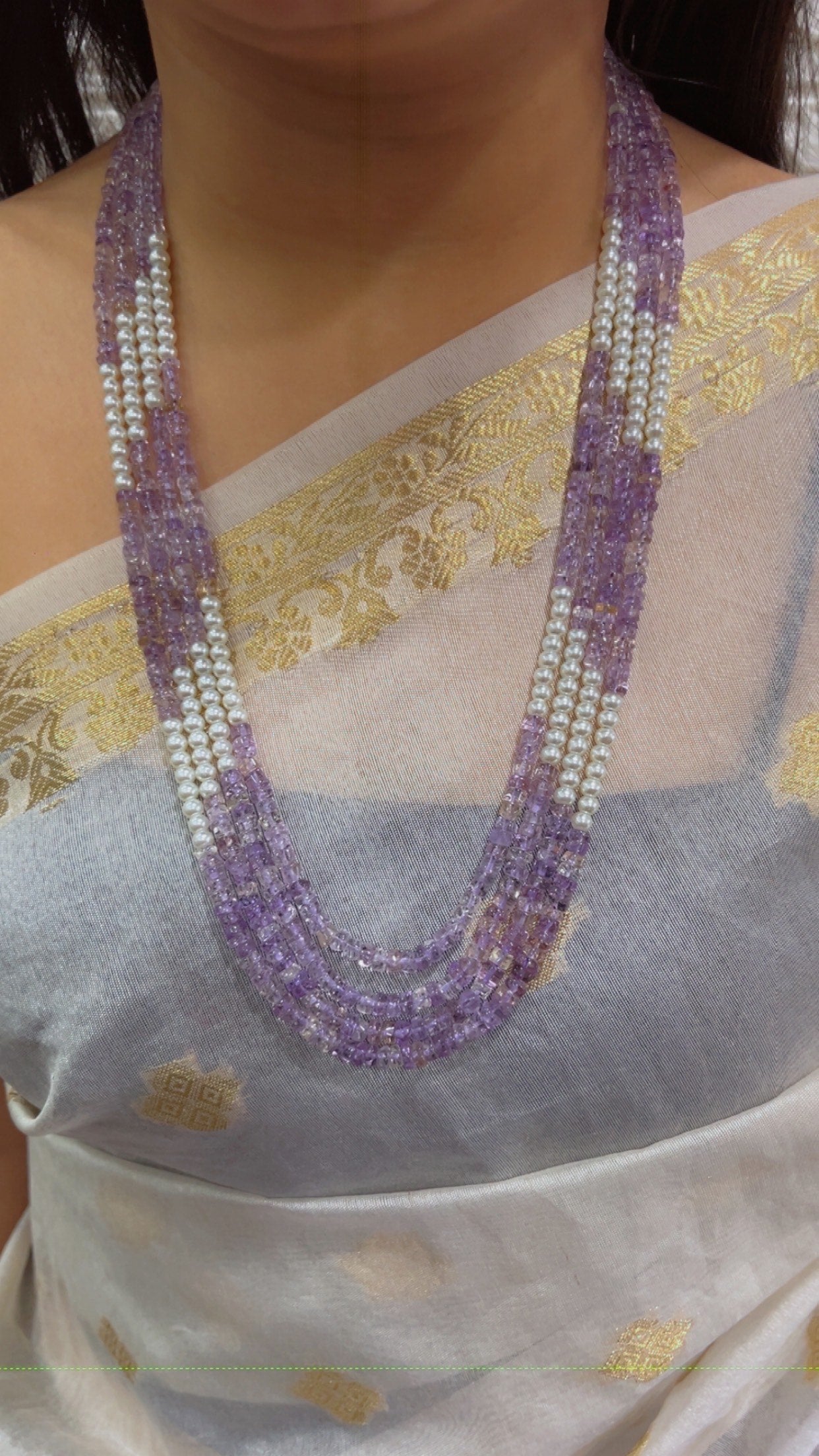 Natural Ametrine & Pearl Gemstone Beads Necklace Jewelry