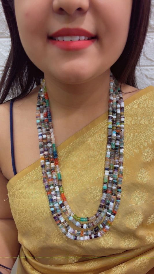 Natural Multi Gemstone Beads Necklace Jewelry QCMORE