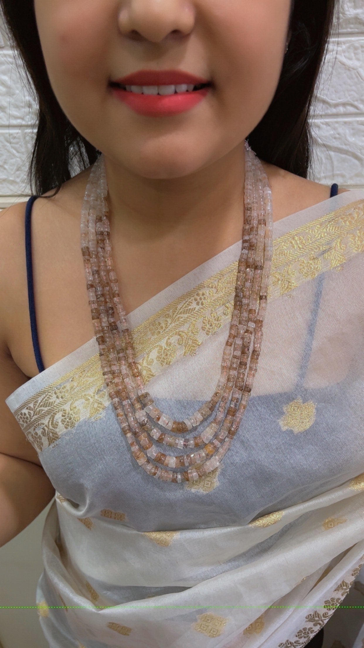 Natural Sunstone & Peach Moonstone Gemstone Beads Necklace Jewelry