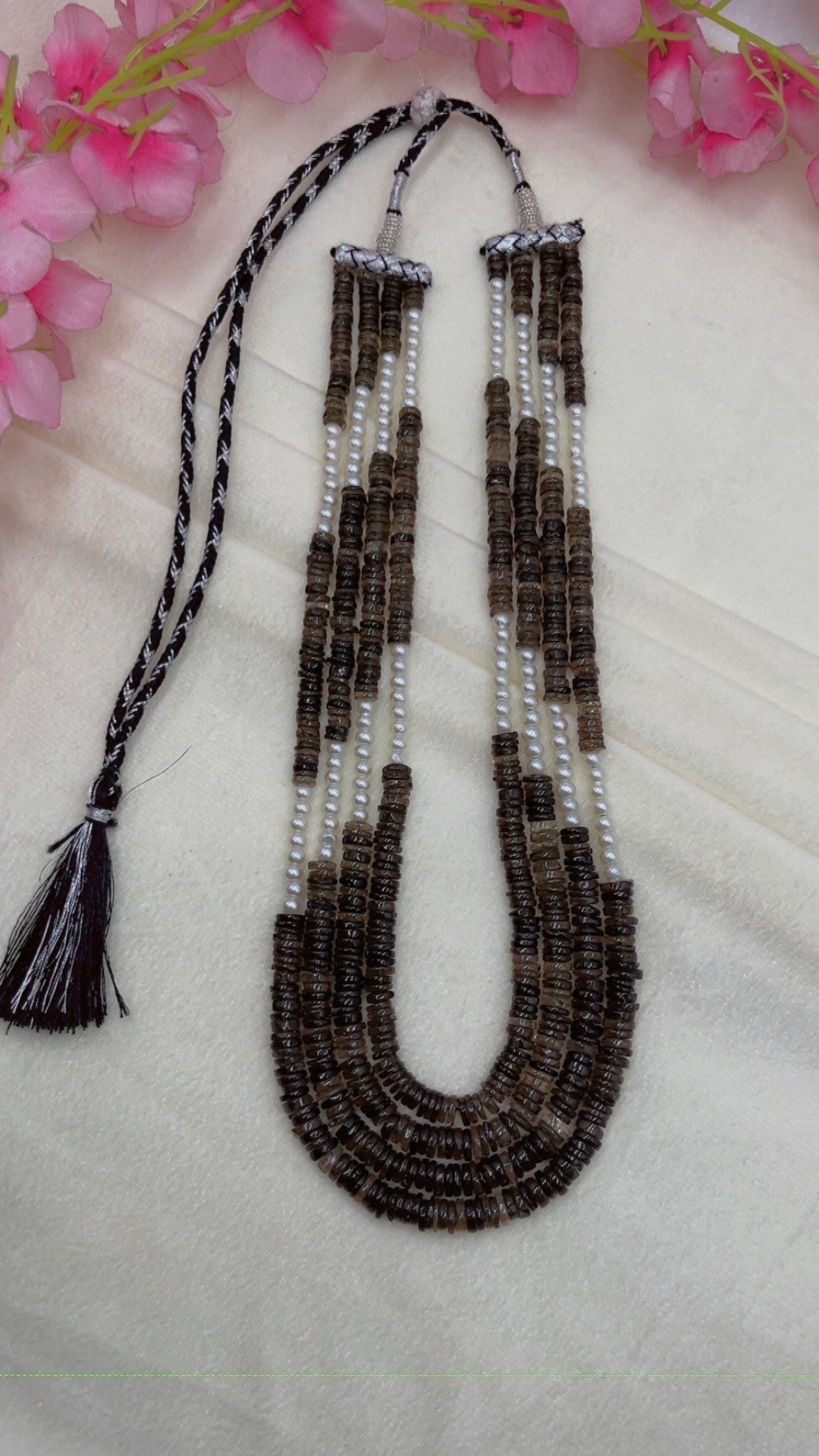 Natural Smoky Quartz & Pearl Gemstone Beads Necklace Jewelry QCMORE