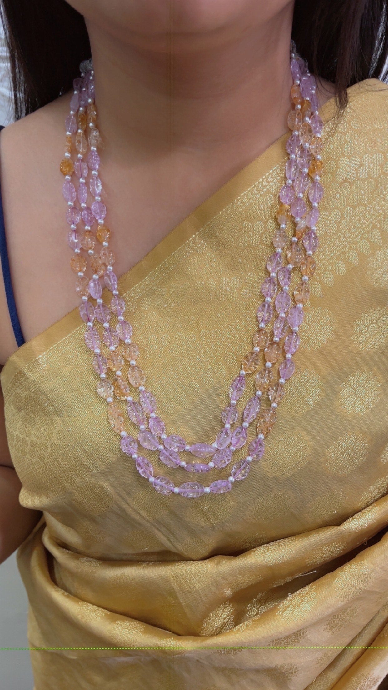 Natural Ametrine Gemstone Beads Necklace Jewelry