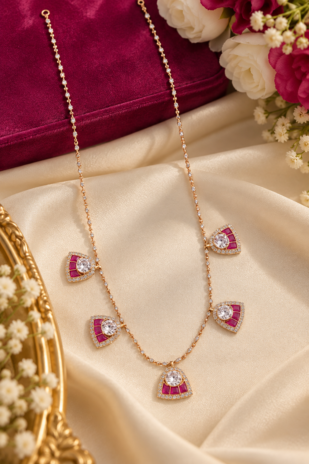 Designer 14 Karat Gold Ruby Polki  Necklace Jewelry