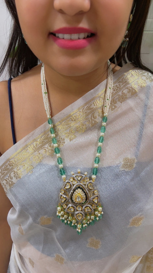 14K Gold Hallmarked Diamond Polki Necklace Jewelry