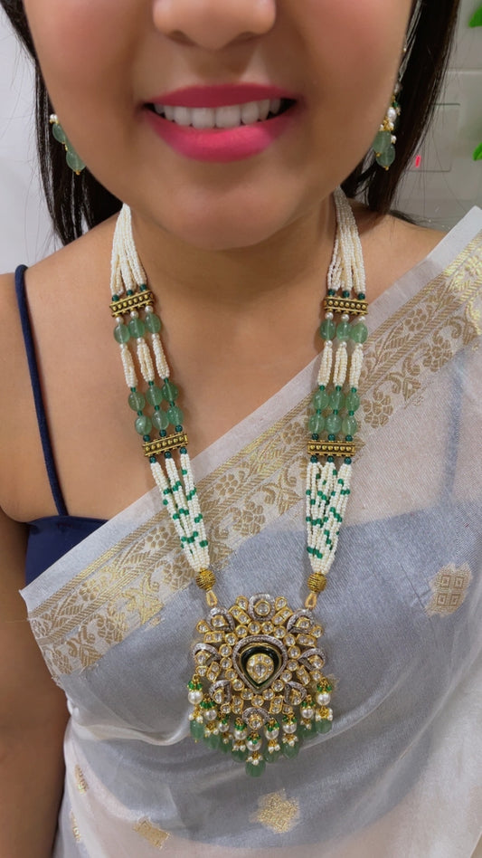 14K Gold Hallmarked Diamond Polki Necklace Jewelry