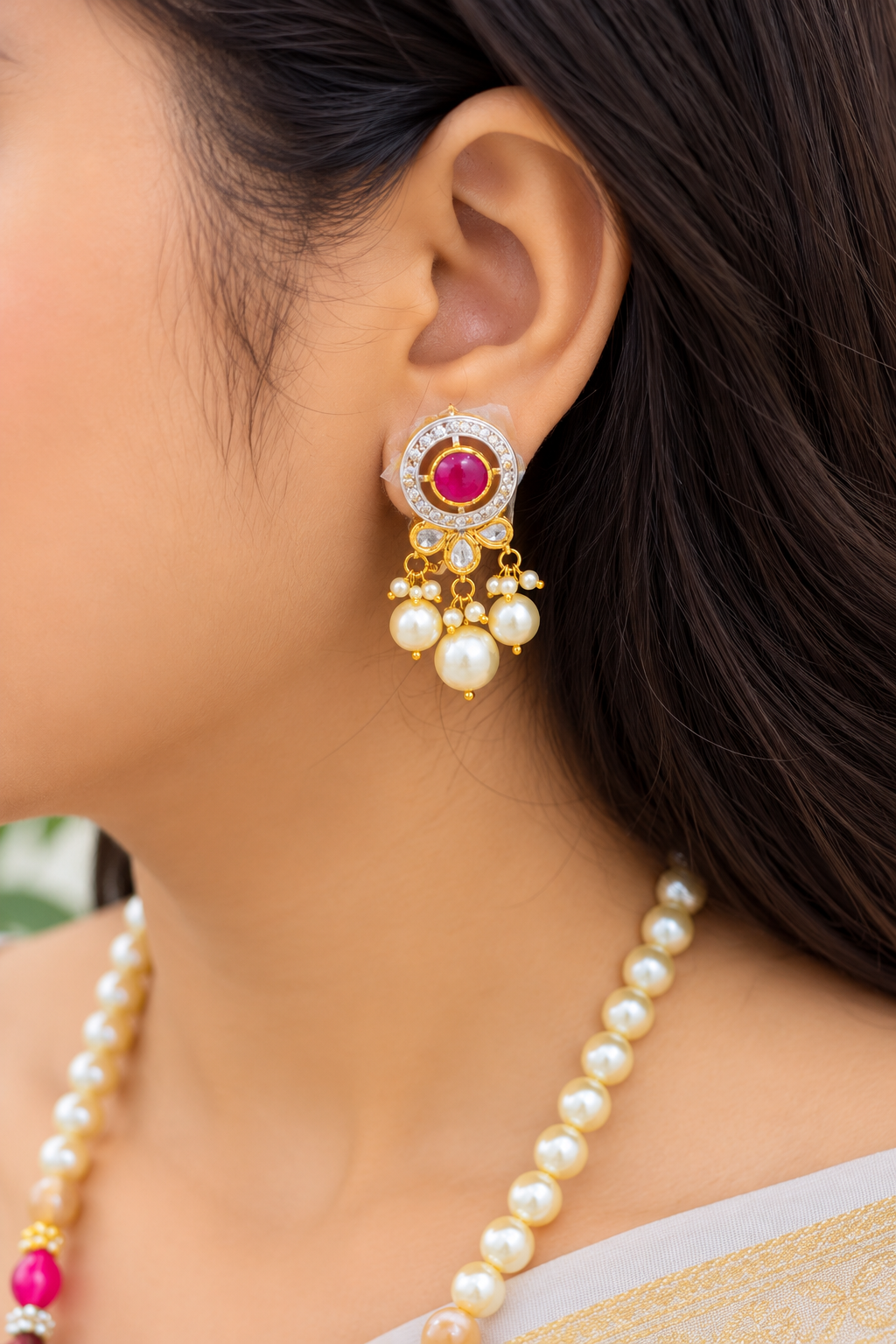 Designer 14 Karat Gold Navratan Necklace Jewelry