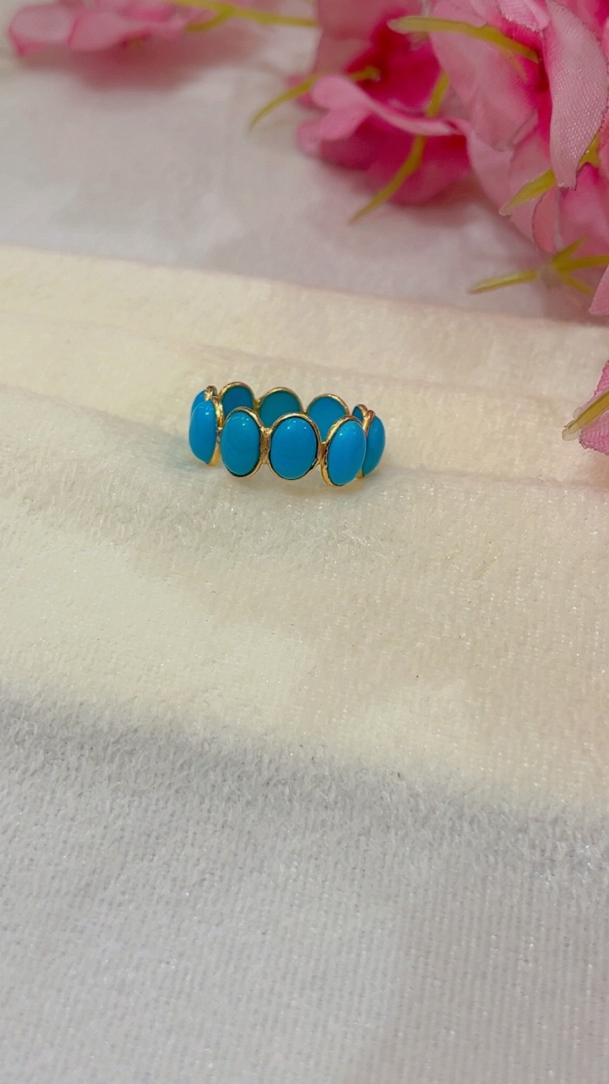 14K Gold Hallmarked Natural Turquoise Ring