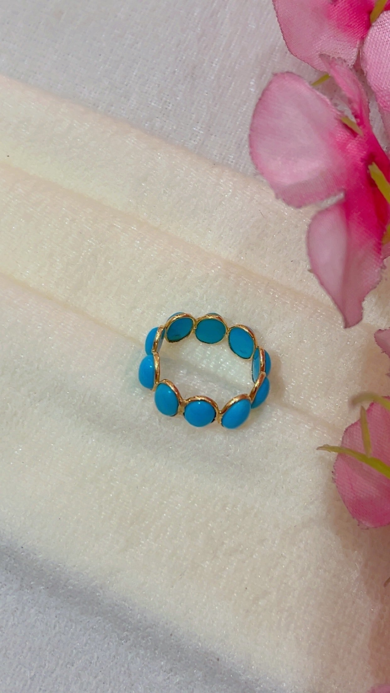 14K Gold Hallmarked Natural Turquoise Ring