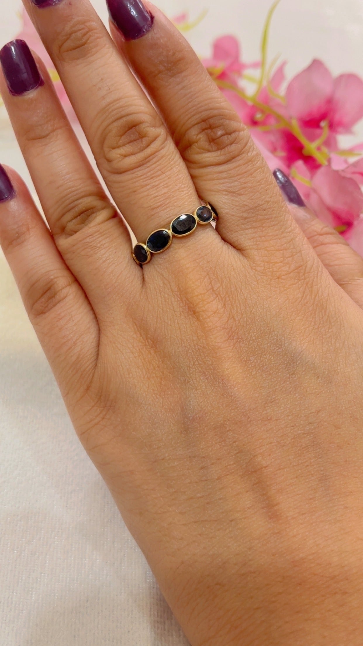 14K Gold Hallmarked Natural Blue Sapphire Ring