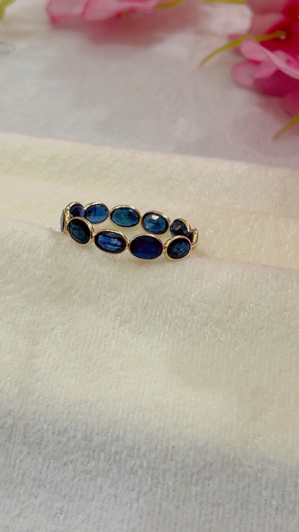 14K Gold Hallmarked Natural Blue Sapphire Ring