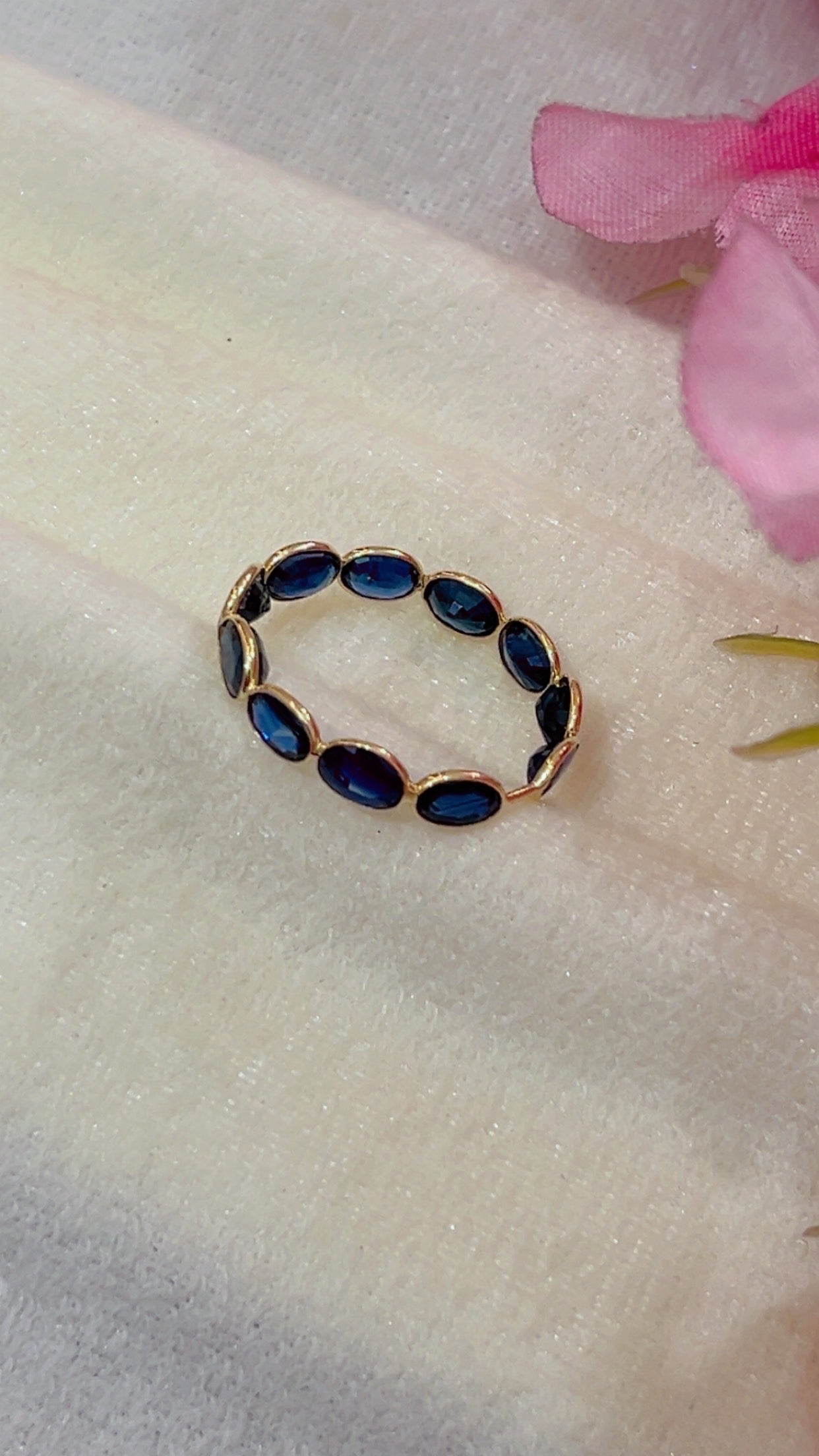 14K Gold Hallmarked Natural Blue Sapphire Ring