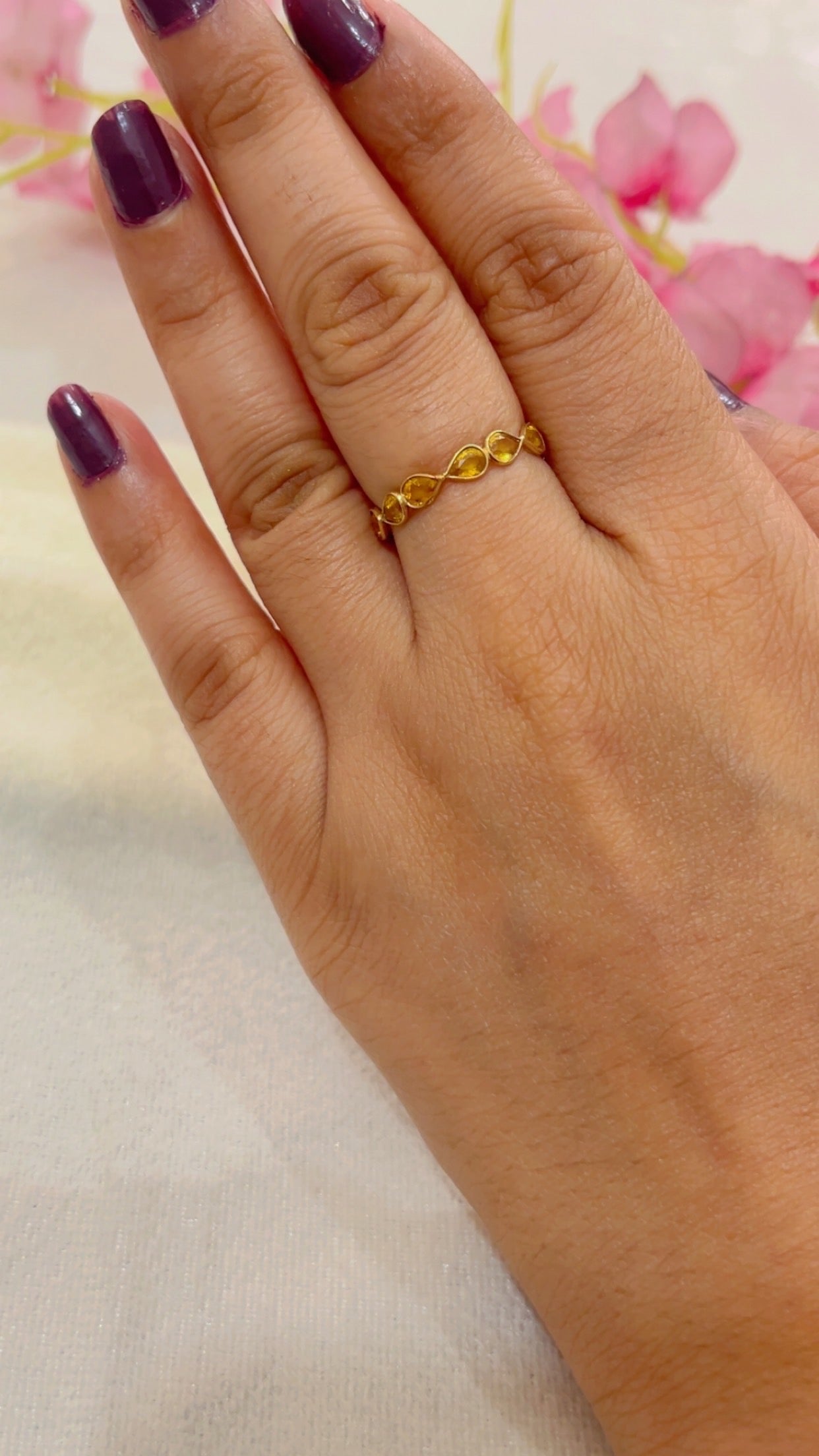 14K Gold Hallmarked Natural Yellow Sapphire Ring