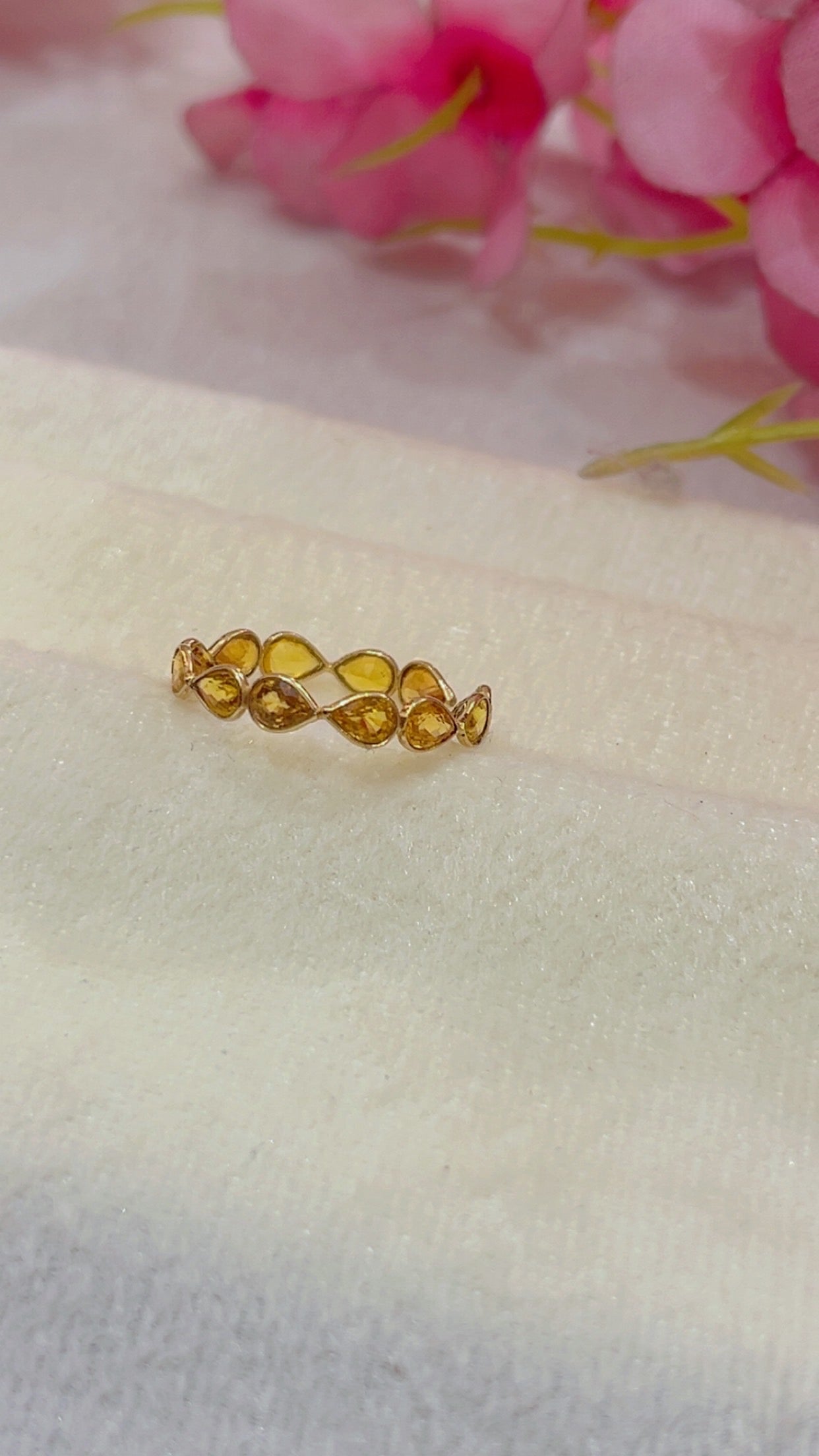 14K Gold Hallmarked Natural Yellow Sapphire Ring