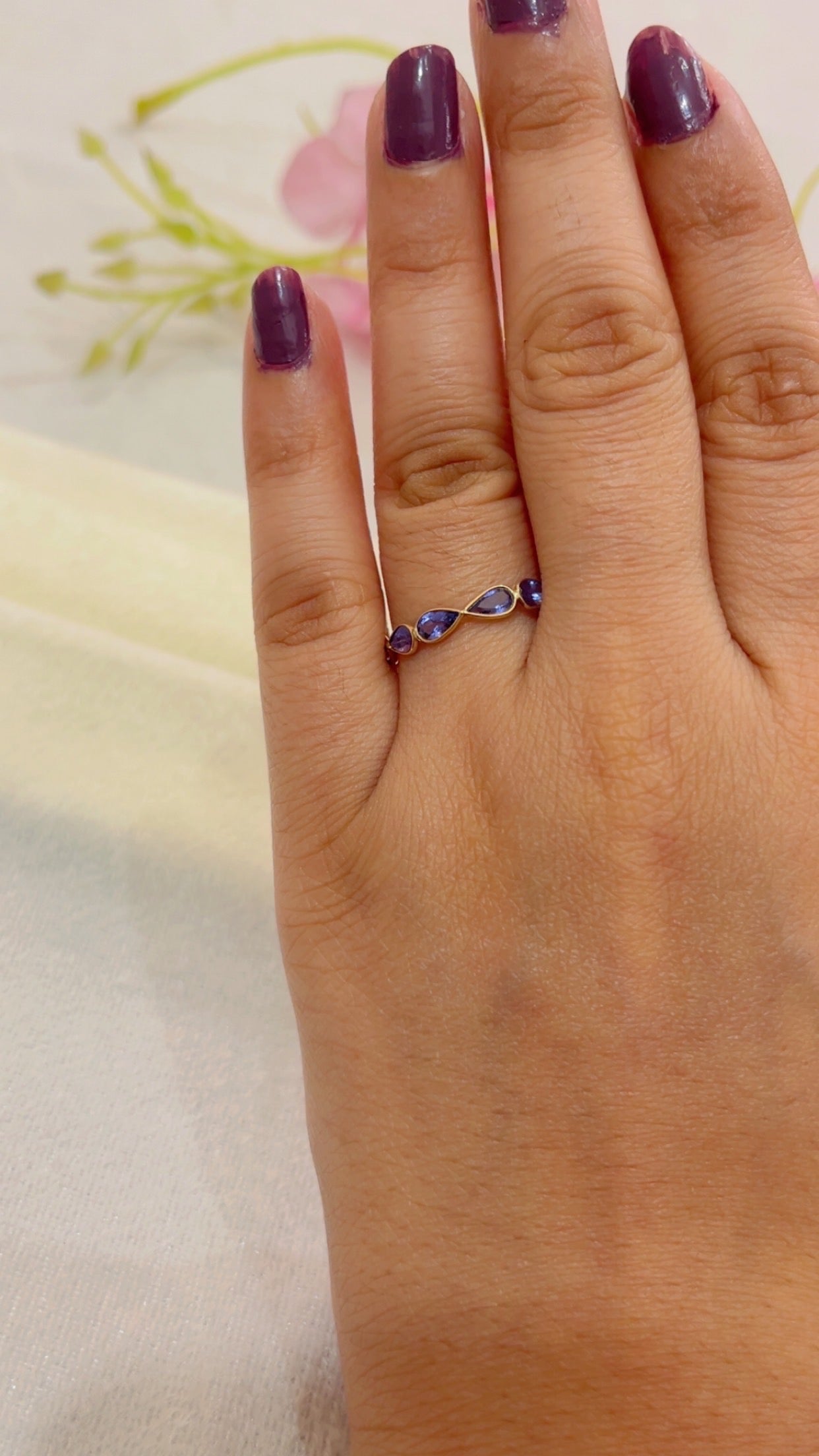 14K Gold Hallmarked Natural Tanzanite Ring