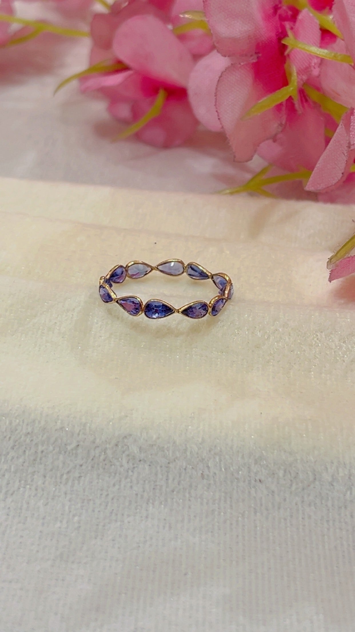 14K Gold Hallmarked Natural Tanzanite Ring